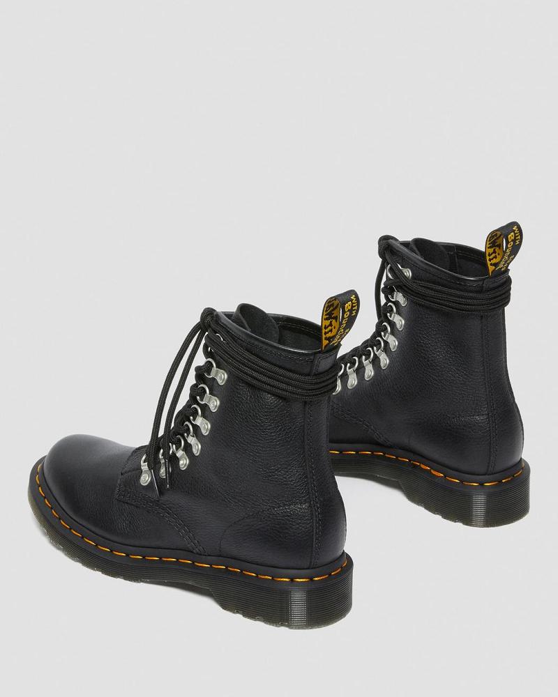 Black Women's Dr Martens 1460 Laced Virginia Leather Lace Up Boots | CA 168QMA